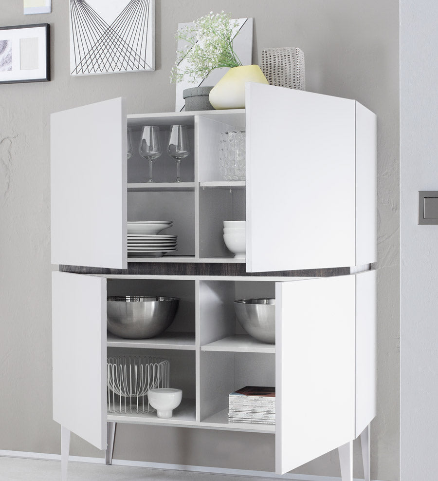 Lovy - Madia design alta 4 ante in legno bianco opaco cm 123x51x127h - vari colori - immagine 2