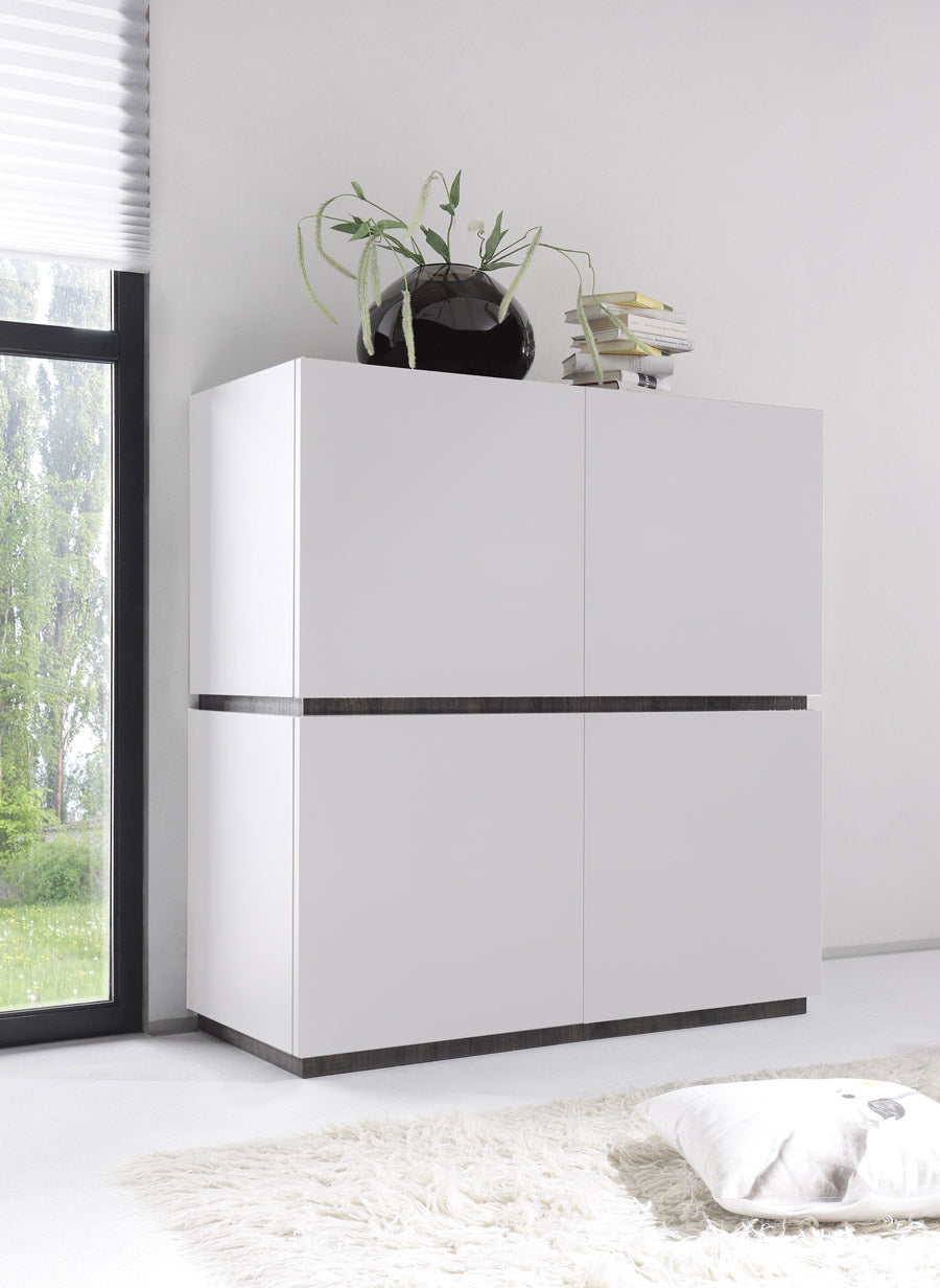 Lovy - Madia design alta 4 ante in legno bianco opaco cm 123x51x127h - vari colori