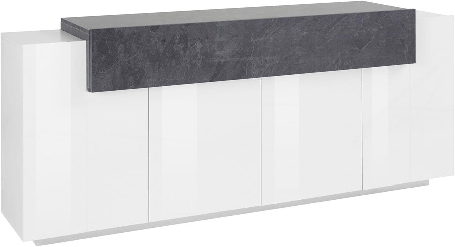 Cherlin - Credenza moderna in legno 4 ante e una a ribalta cm 200x45x85h - vari colori
