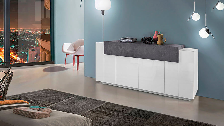 Cherlin - Credenza moderna in legno 4 ante e una a ribalta cm 200x45x85h - vari colori - immagine 2