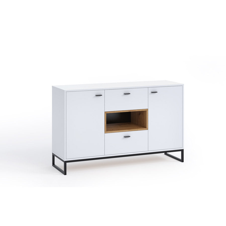 Amika - Credenza con ante e cassetti in legno industrial cm 135x40x83h - vari colori - immagine 2