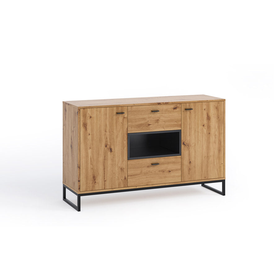 Amika - Credenza con ante e cassetti in legno industrial cm 135x40x83h - vari colori
