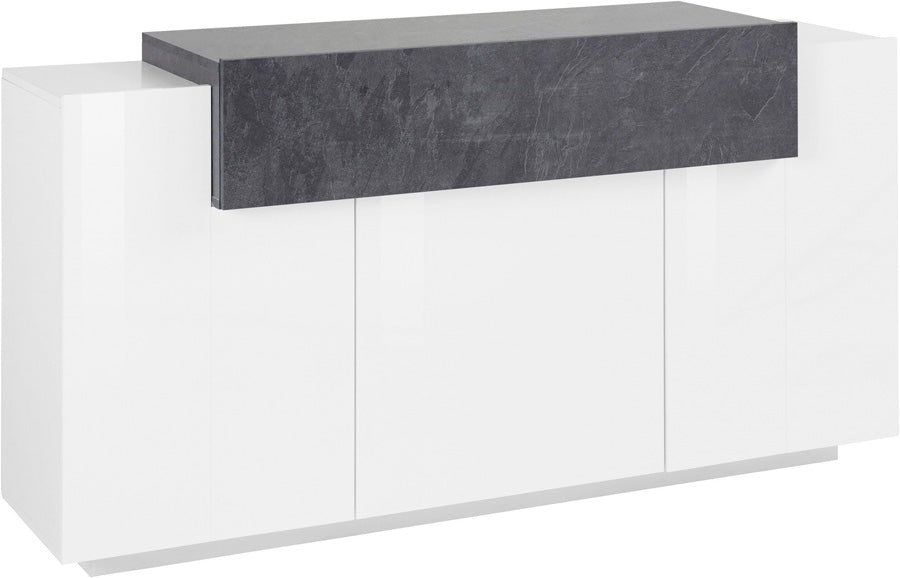 Elora - Mobile credenza da soggiono in legno bianco lucido 3 ante cm 160x45x85h - vari colori
