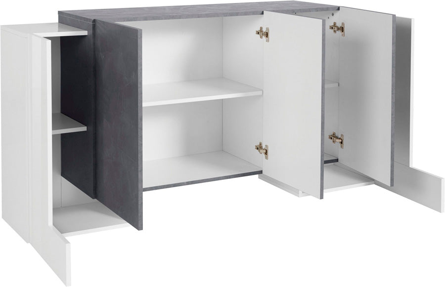 Paola - Credenza da soggiorno moderna in legno con 5 ante cm 170x35/45x85h - vari colori - immagine 2