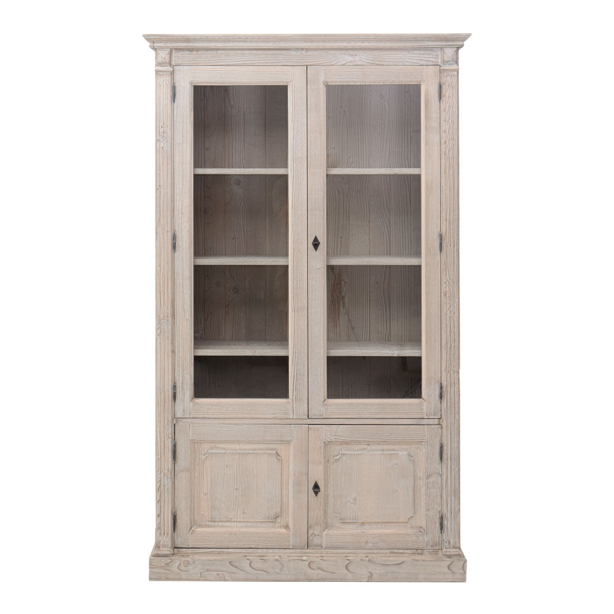 Mobile con vetrina classica country 4 ante in legno massello cm 120x37x197h - immagine 2