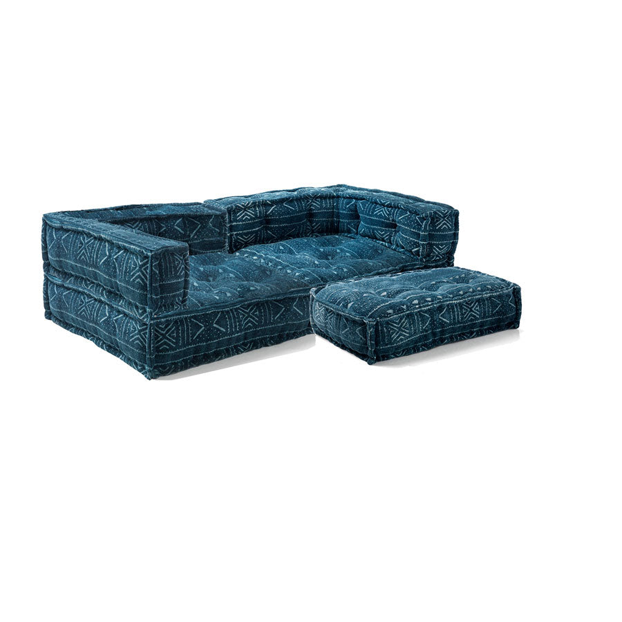 Divano due posti da terra componibile in tessuto colore blu cm 200x80x40h - immagine 2