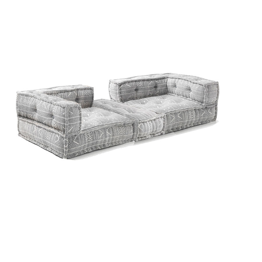 Divano 2 posti da terra in tessuto colore bianco e grigio cm 200x80x40h - immagine 2