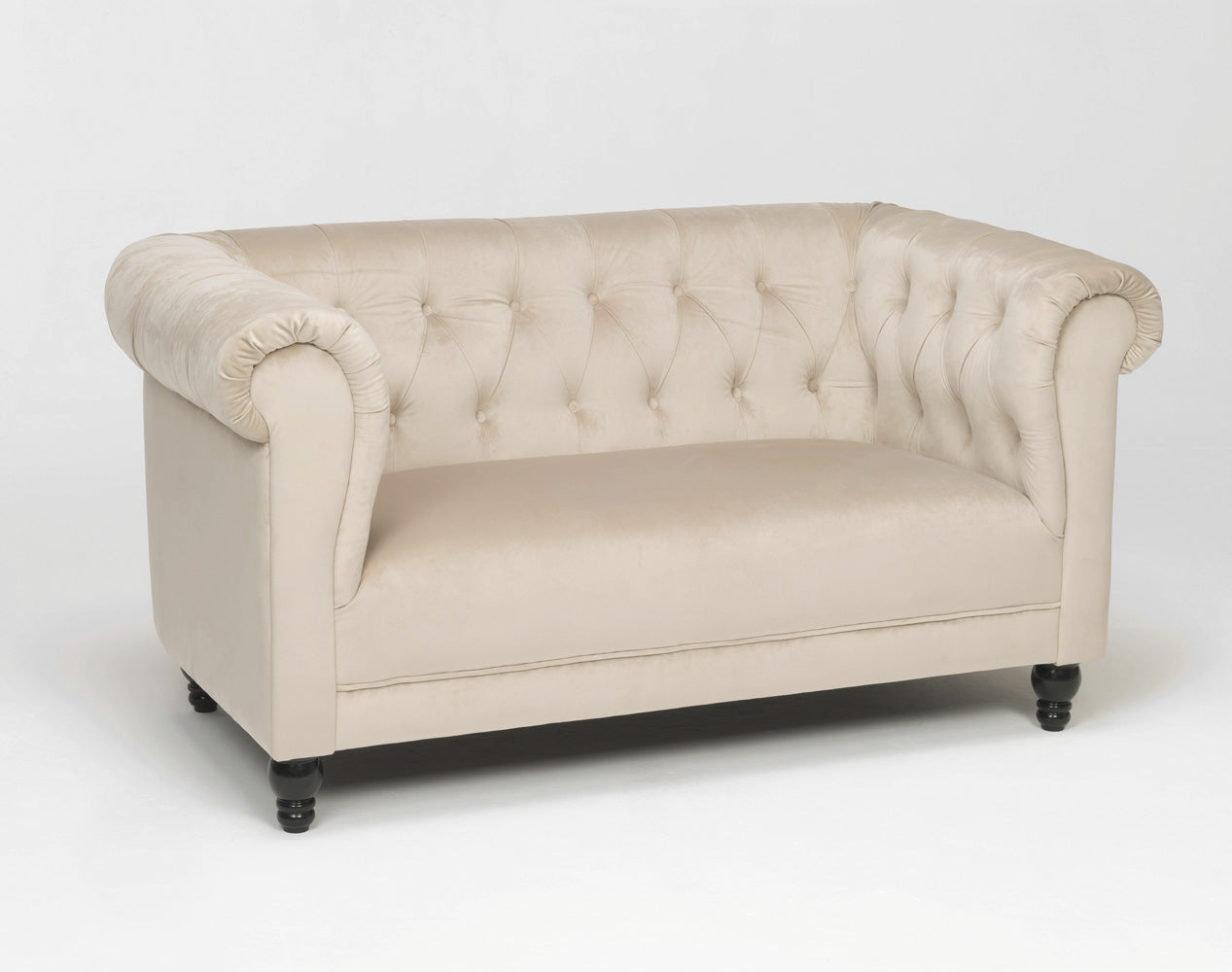 Divano biposto classico rivestito in velluto con lavorazione capitonnè cm 150x87x82h - vari colori - immagine 2