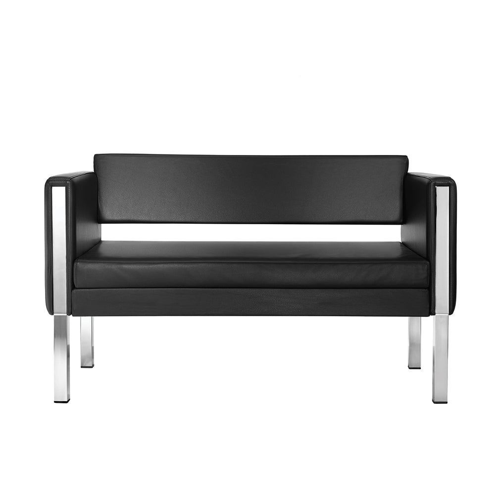 Divano 2 posti moderno rivestito in ecopelle struttura in metallo cromato cm 122x61x72h - vari colori