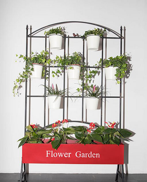 Espositore con vasi porta piante in metallo cm 95x28x160h - immagine 2