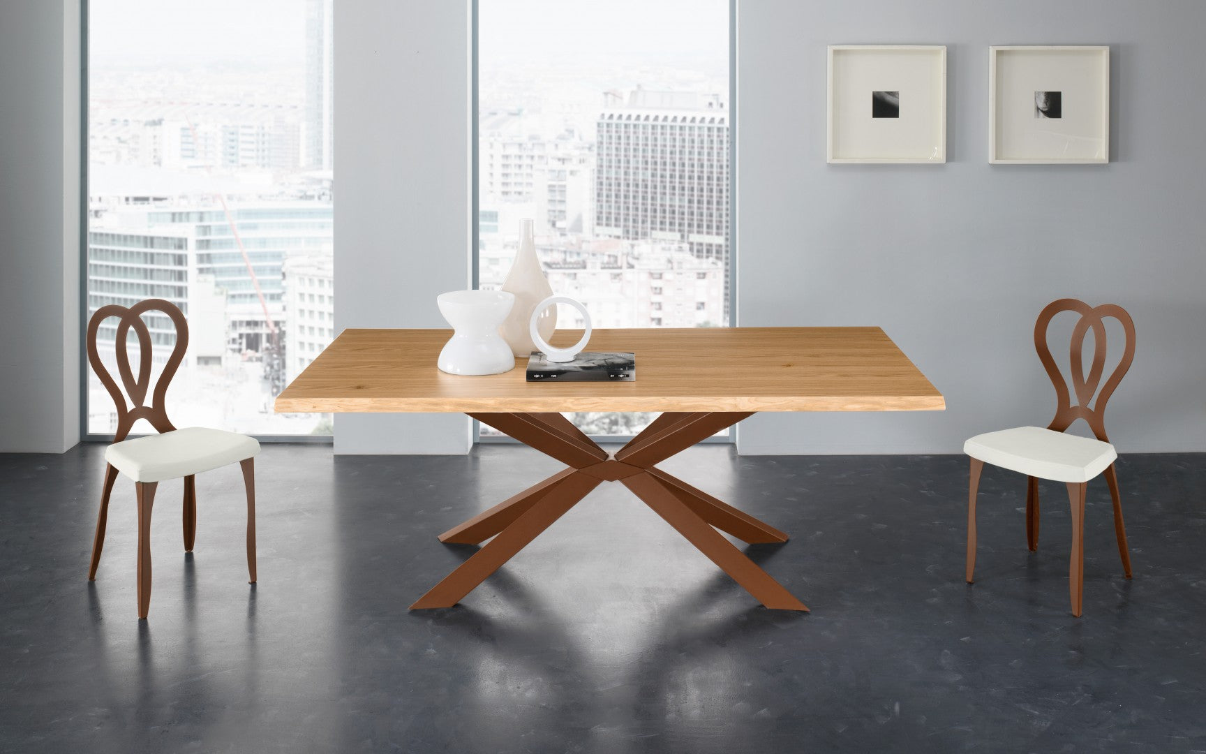 Mikado - Tavolo moderno fisso Eurosedia piano in legno o vetro cm 180x100x75h - vari colori