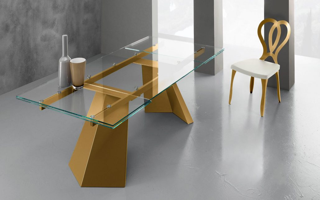 Pechino - Tavolo allungabile moderno Eurosedia con piano in vetro cm 200/300x100x77h - vari colori