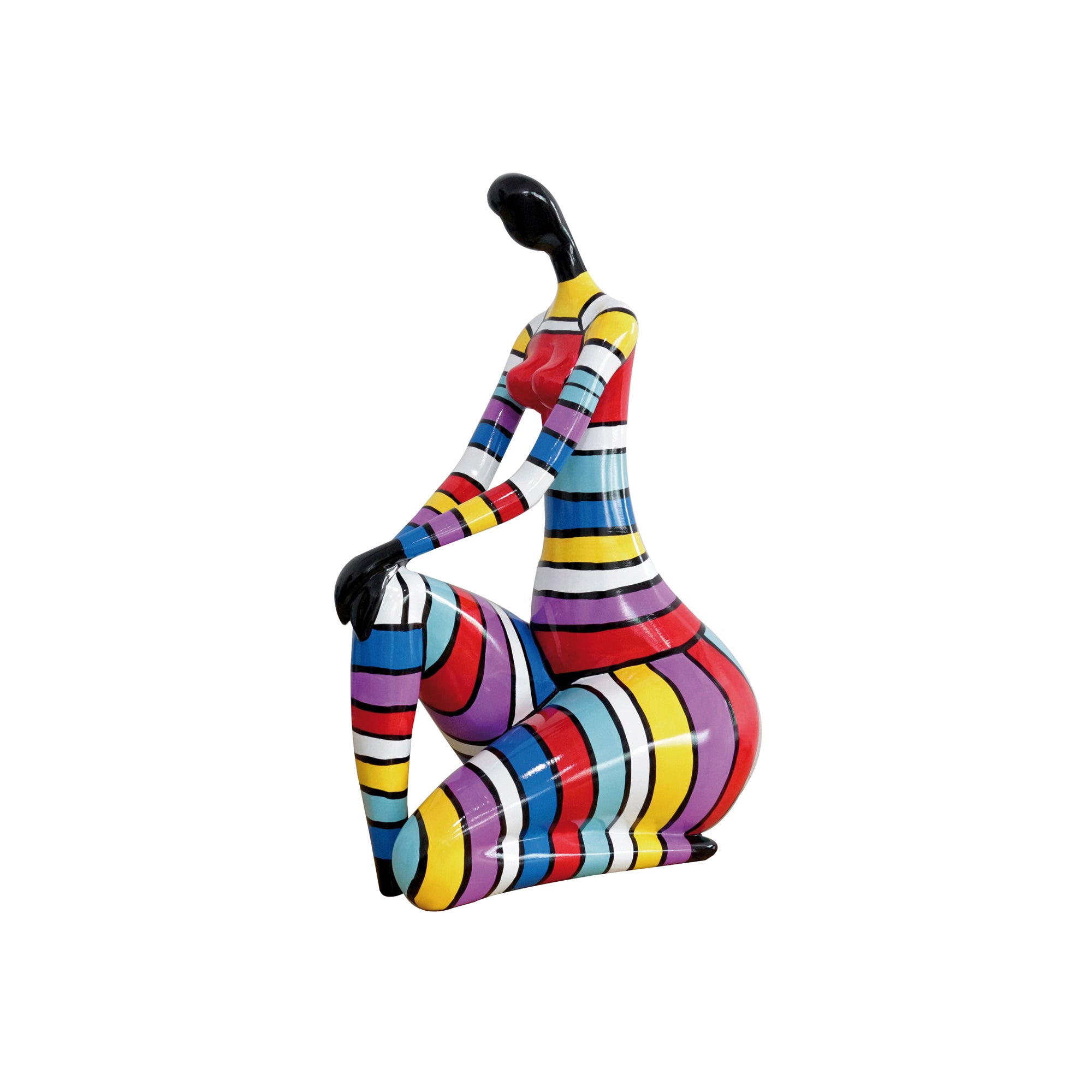 Fashion Lady - Scultura in poliresina multicolore moderna cm 38x26x61h