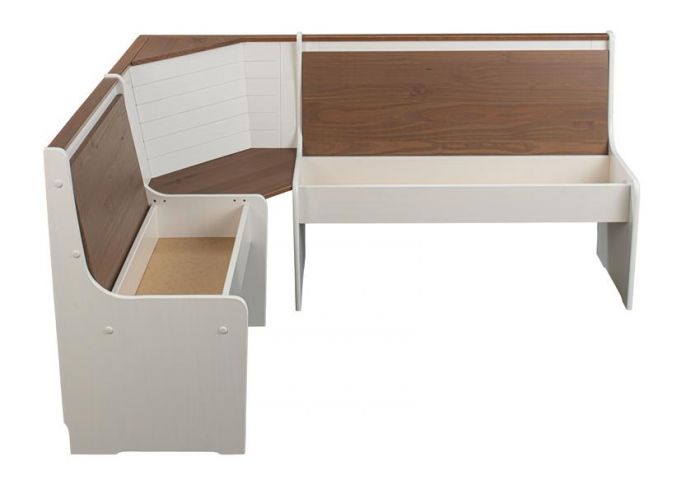 Liviano - Giropanca in legno massello bianco e naturale per sala pranzo cm 171x131x86h - immagine 2