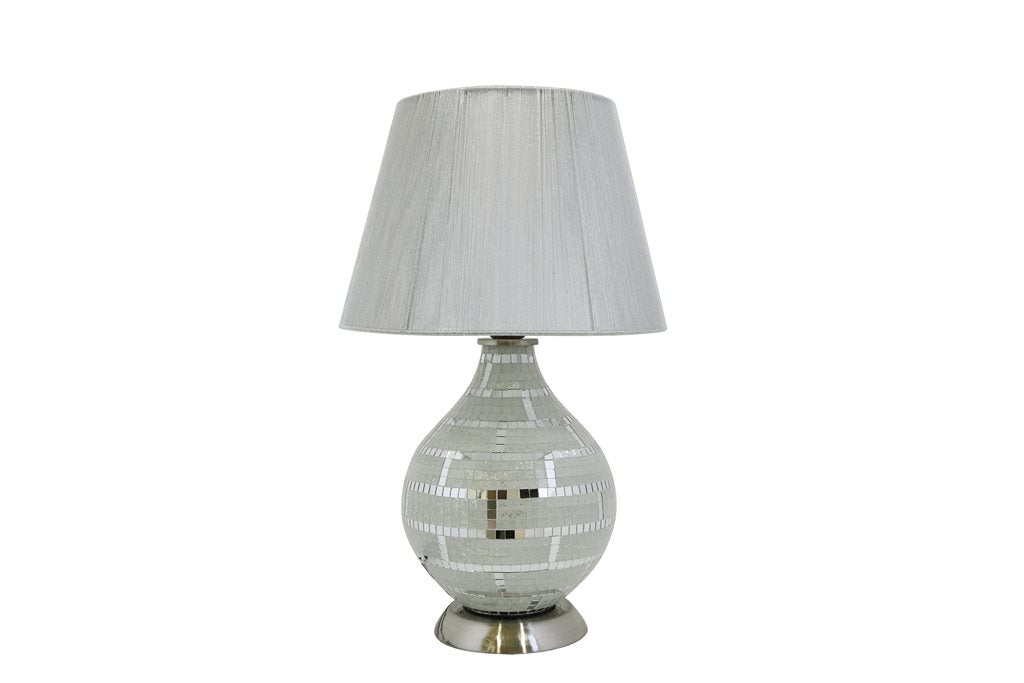 Lampada da tavolo classica con paralume e base colore bianco cm 30x30x46h