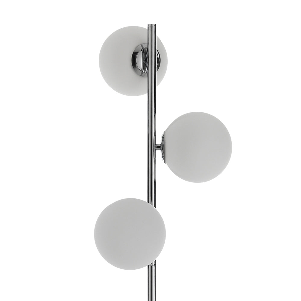 Lampada da terra struttura in acciaio con 3 coprilampada in vetro bianco cm Ø 30x160h - immagine 2