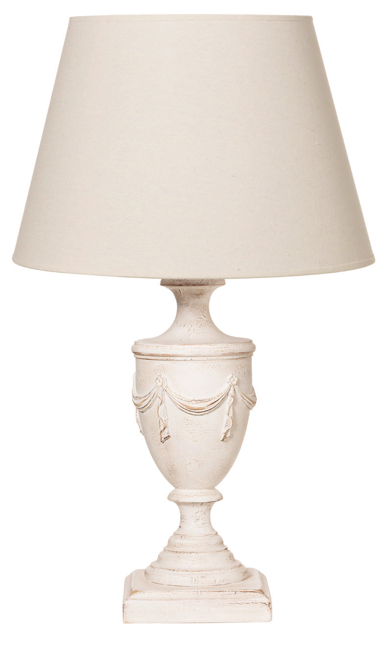 Lampada da salotto stile classico in legno invecchiato colore bianco cm Ø 45x71h