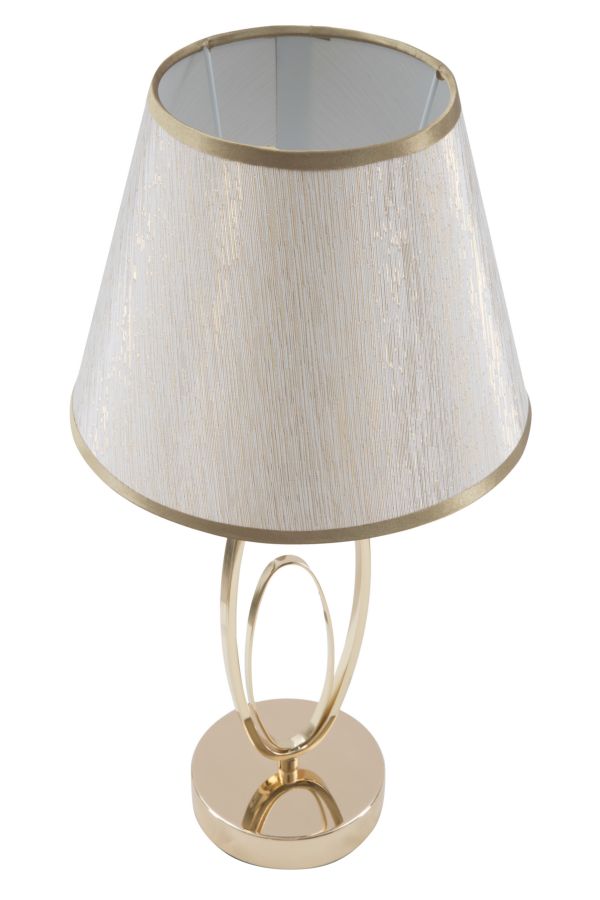 Lampada da salotto in metallo dorato paralume in tessuto bianco cm Ø 24x47h - immagine 2
