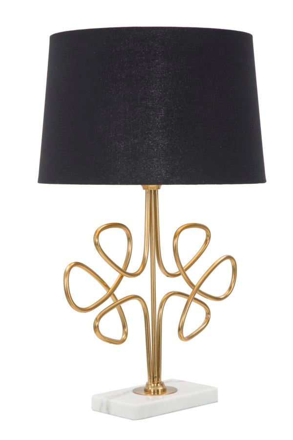 Lampada da tavolo design in metallo colore oro e cappello in tessuto nero cm Ø 39x65h - immagine 2