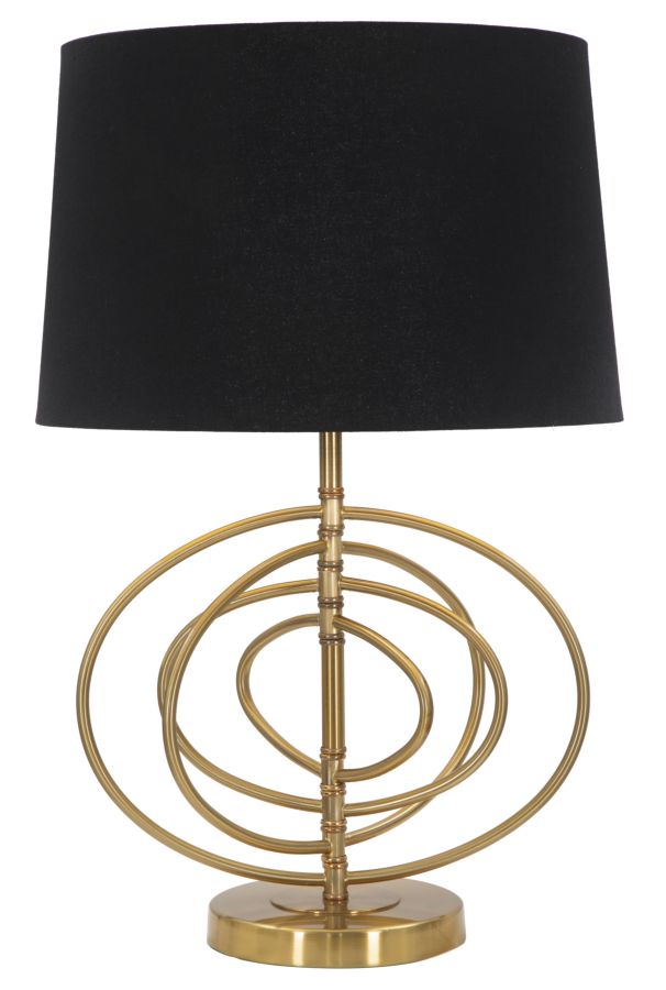 Lampada moderna da salotto in metallo dorato coprilampada in tessuto nero cm Ø 40x60h