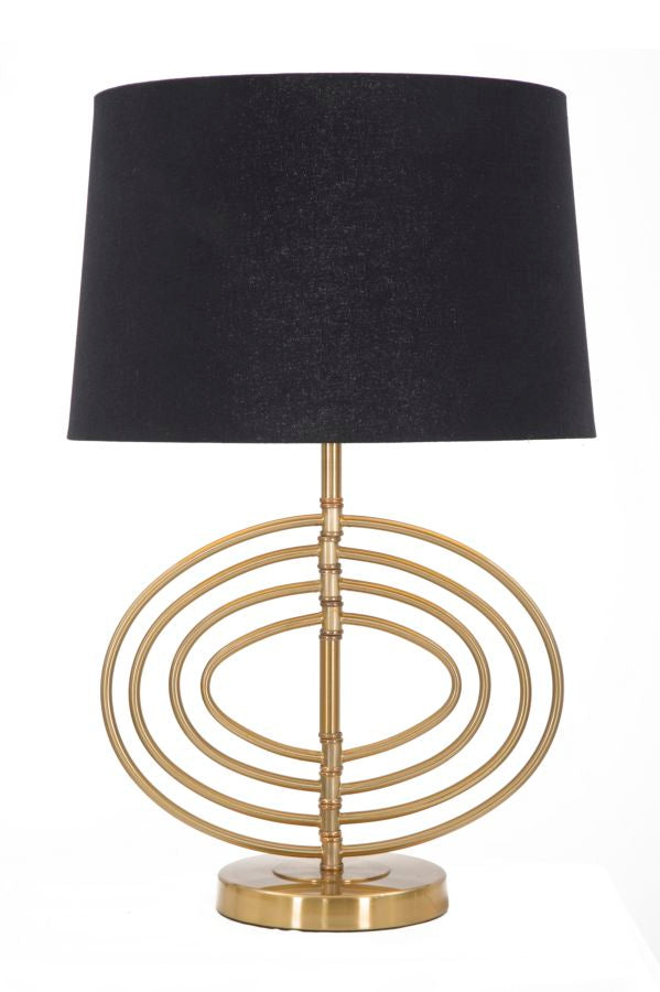 Lampada moderna da salotto in metallo dorato coprilampada in tessuto nero cm Ø 40x60h - immagine 2