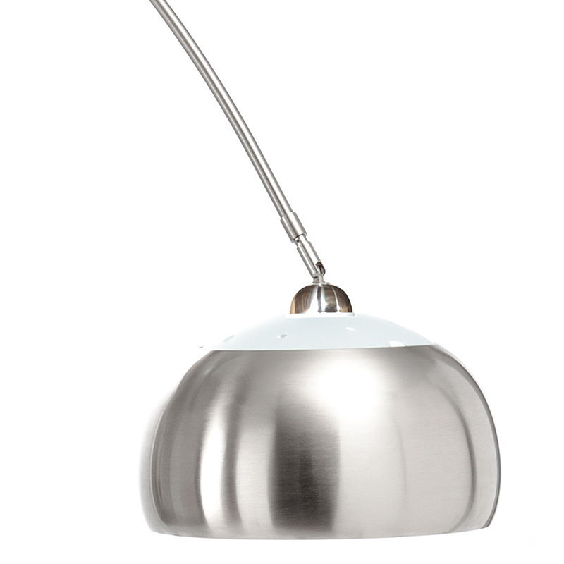 Lampada ad arco moderna in metallo satinato e base in marmo colore nero - immagine 2