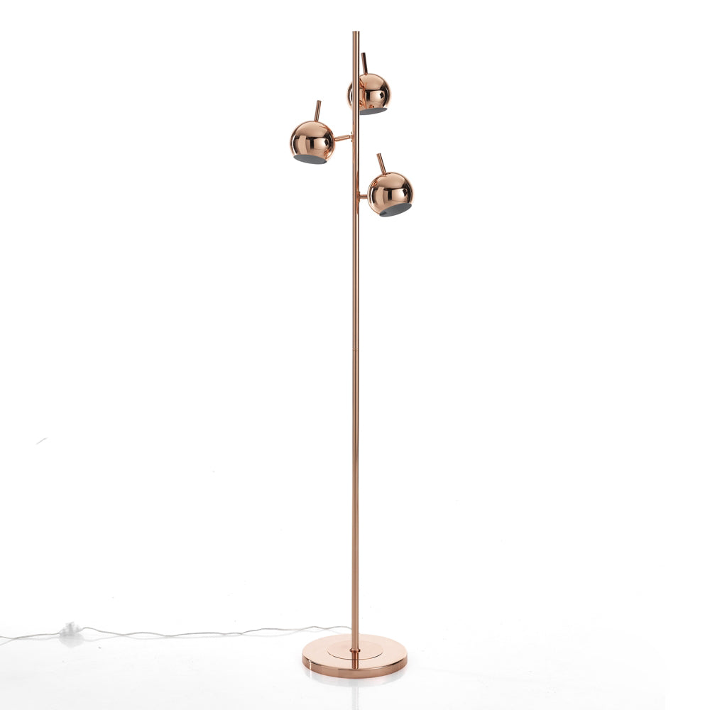 Piantana design moderno 3 luci in metallo colore rame cm Ø 27x165h