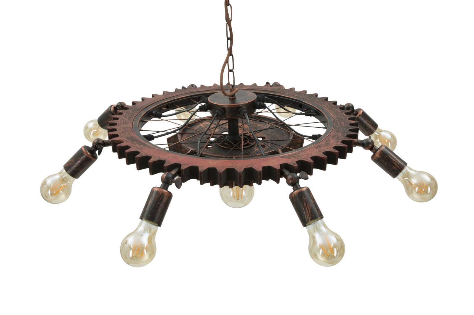 Lampadario stile industrial in ferro modello ingranaggi 9 luci cm Ø 73x16h - immagine 2