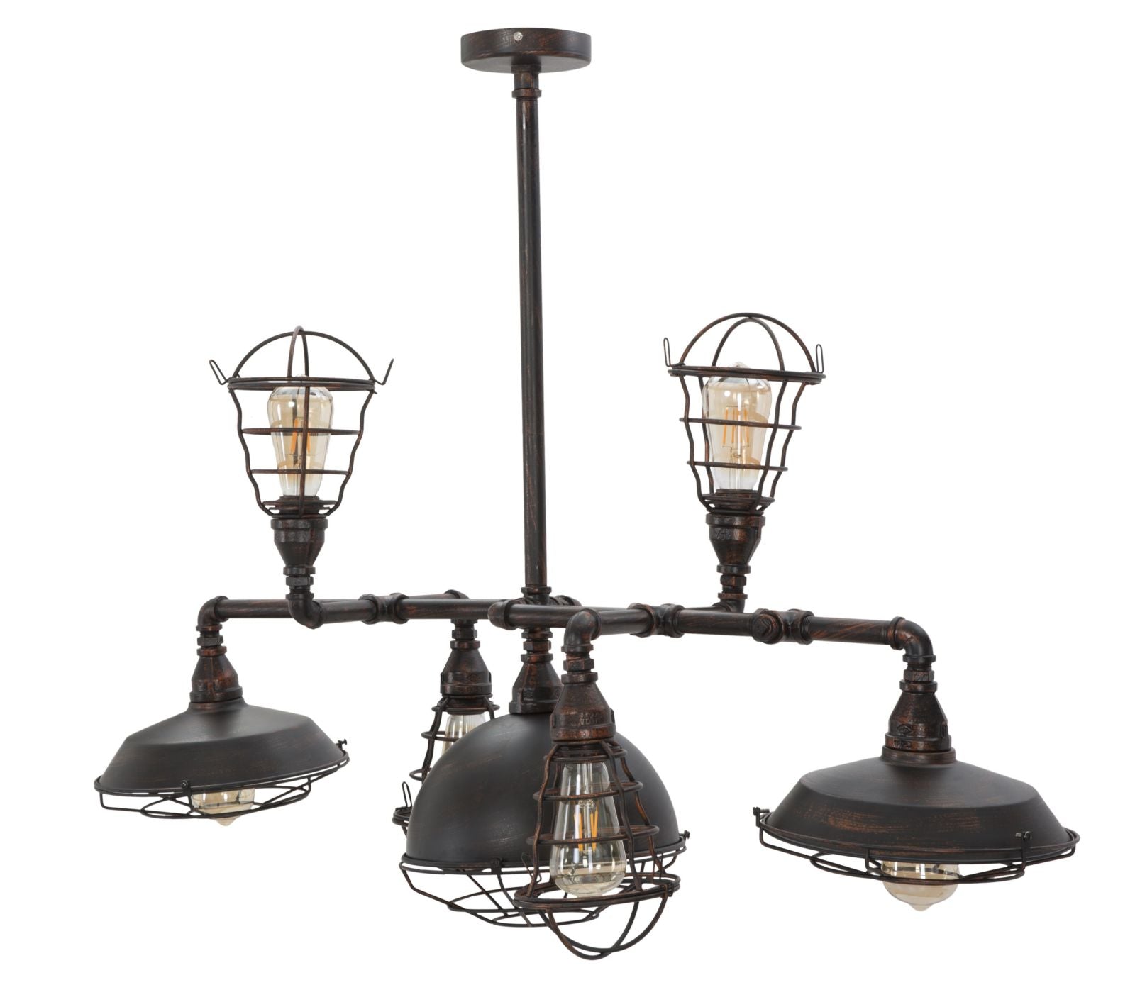 Lampadario 7 luci in ferro stile industriale cm Ø111x48x58h - immagine 2