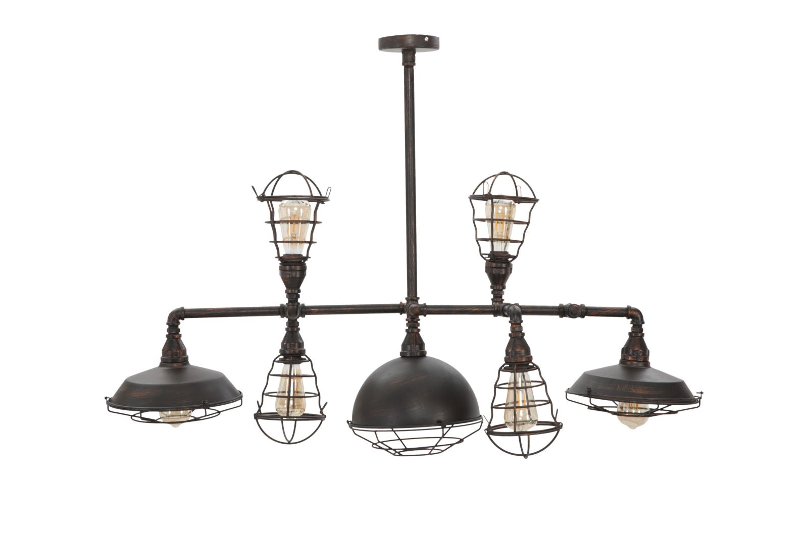 Lampadario 7 luci in ferro stile industriale cm Ø111x48x58h