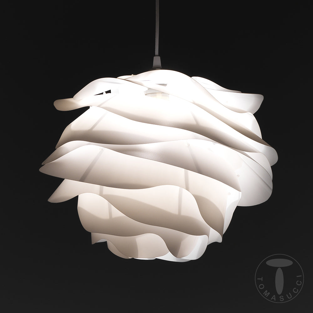 Lampadario una luce design moderno paralume bianco cm Ø 40x30h - immagine 2