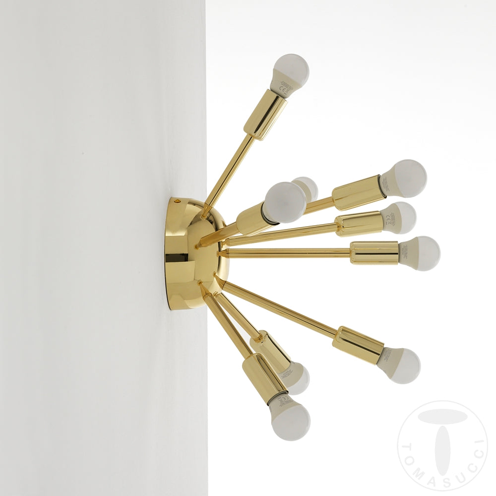 Lampadario da soffitto applique in metallo dorato 9 luci cm Ø 38x29h - immagine 2