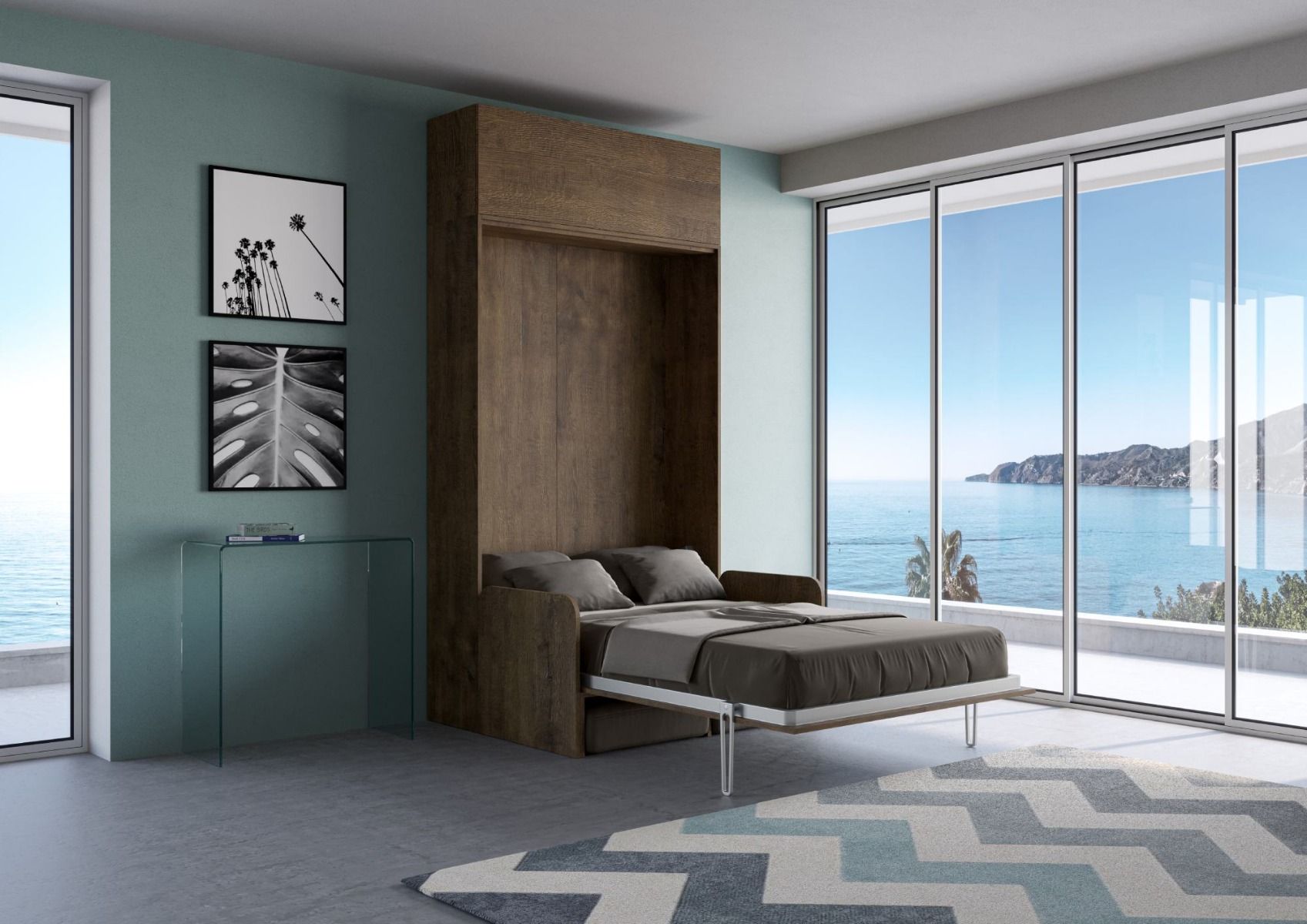 Andales Sofà - Letto una piazza e mezza scomparsa con divano e pensile cm 134x105x250h - vari colori - immagine 2