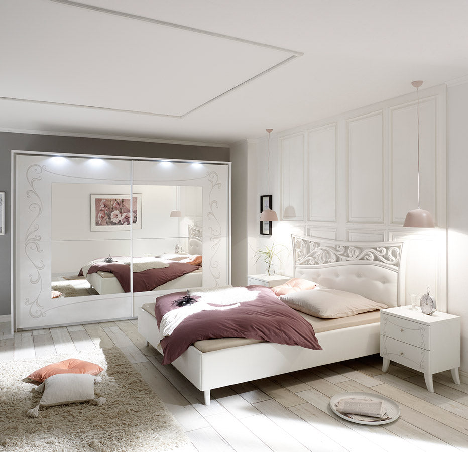 Giglio - Camera design matrimoniale in legno serigrafato armadio con specchio - immagine 2