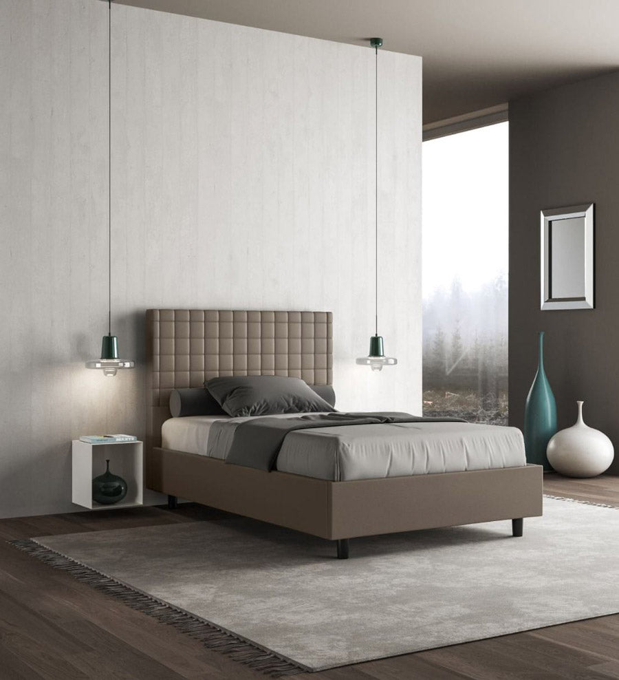 Aveny - Letto design similpelle una piazza e mezza con contenitore cm 135x210x122h - vari colori