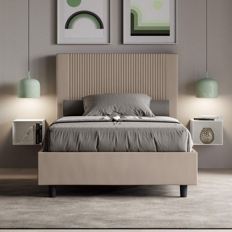 Mastel - Letto singolo una piazza e mezza in similpelle con contenitore cm 135x210x122h - vari colori - immagine 2