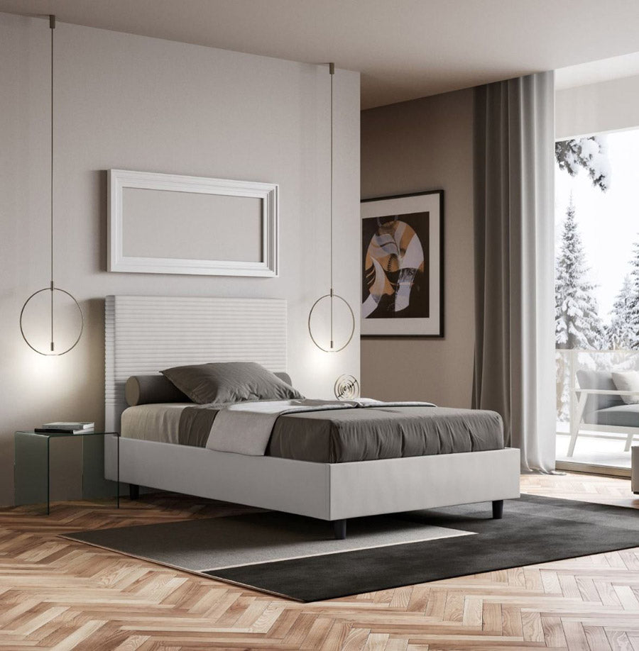 Loxie - Letto contenitore moderno una piazza e mezza in similpelle cm 135x210x122h - vari colori