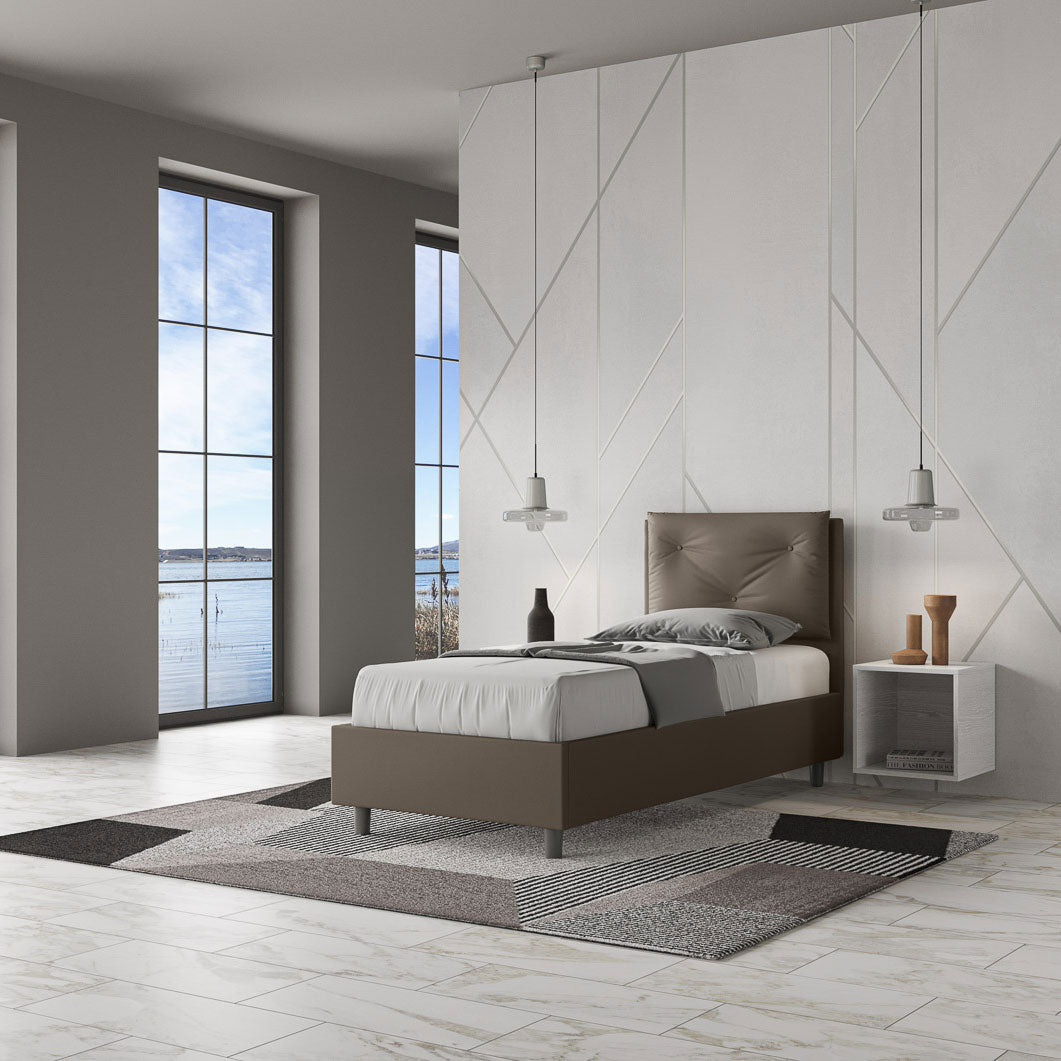 Callisto - Letto moderno singolo rivestito con cuscino removibile cm 95x202x110h - vari modelli - immagine 2