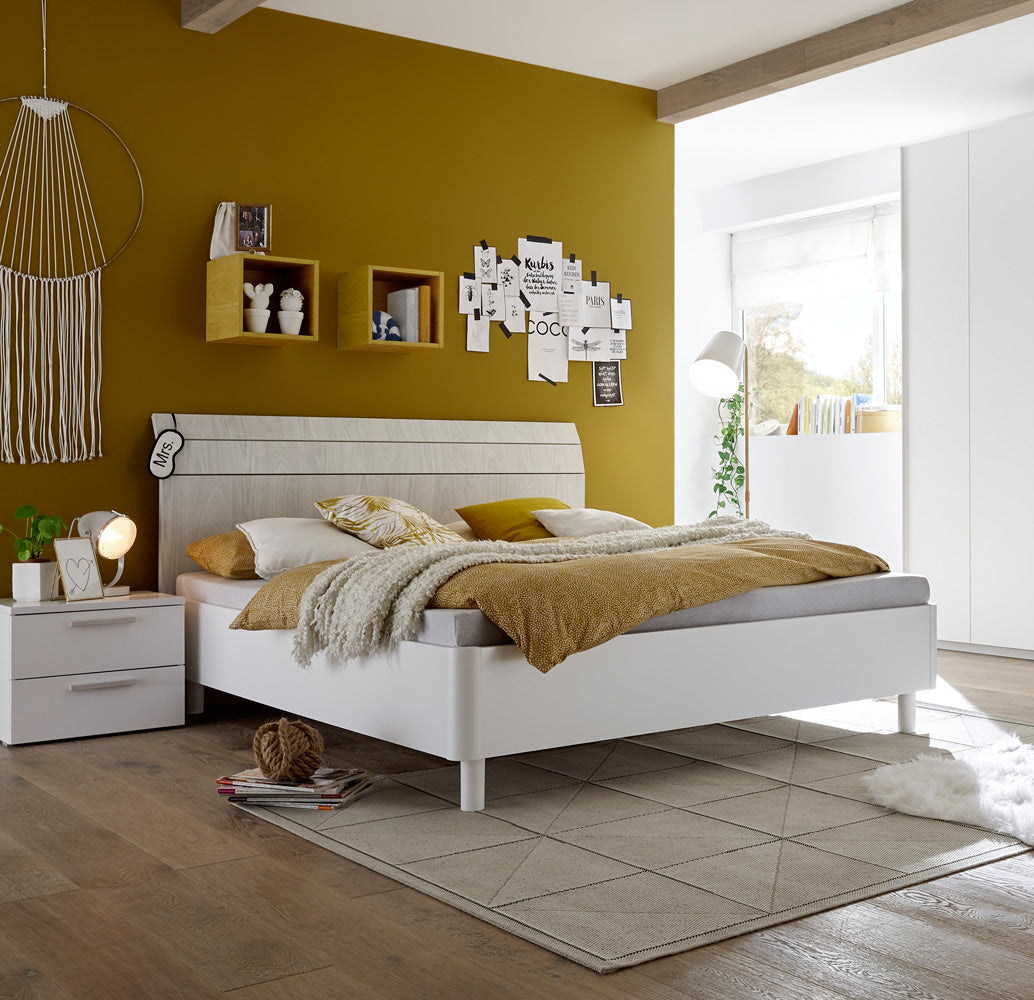 Aldemo - Letto una piazza e mezza in legno moderno cm 131x215x103h - vari colori - immagine 2