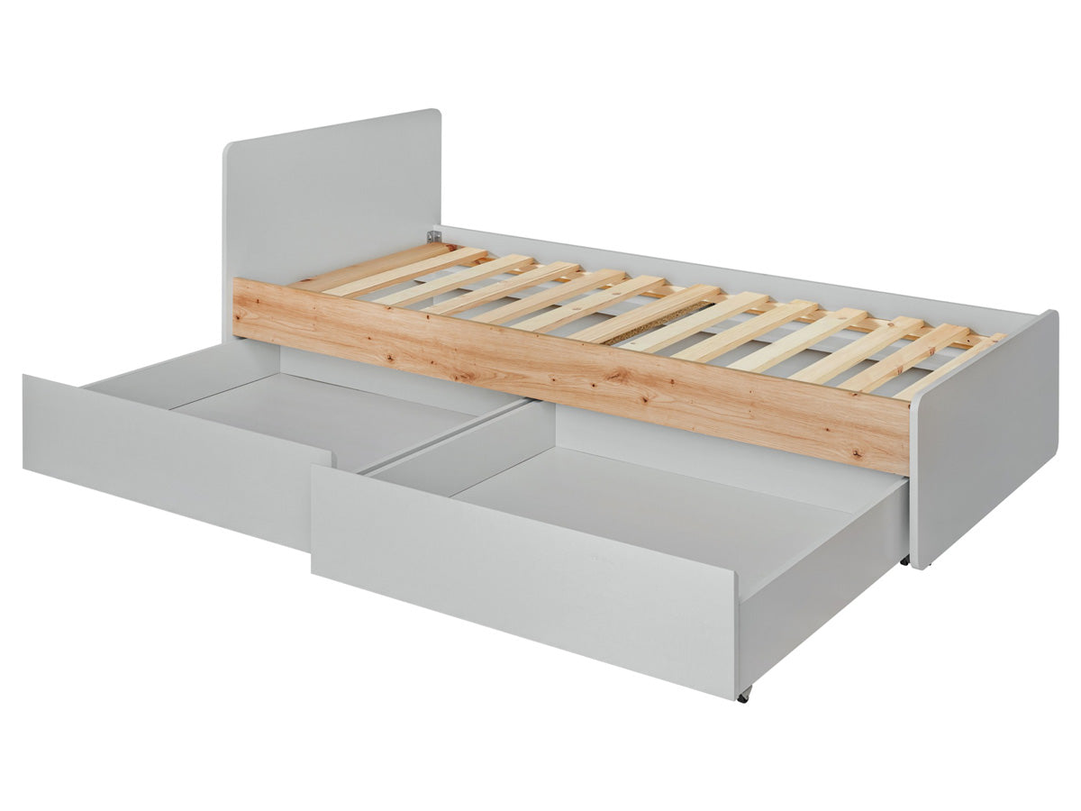 Letto singolo moderno con cassetti e doghe per cameretta cm 99x205x78h - immagine 2