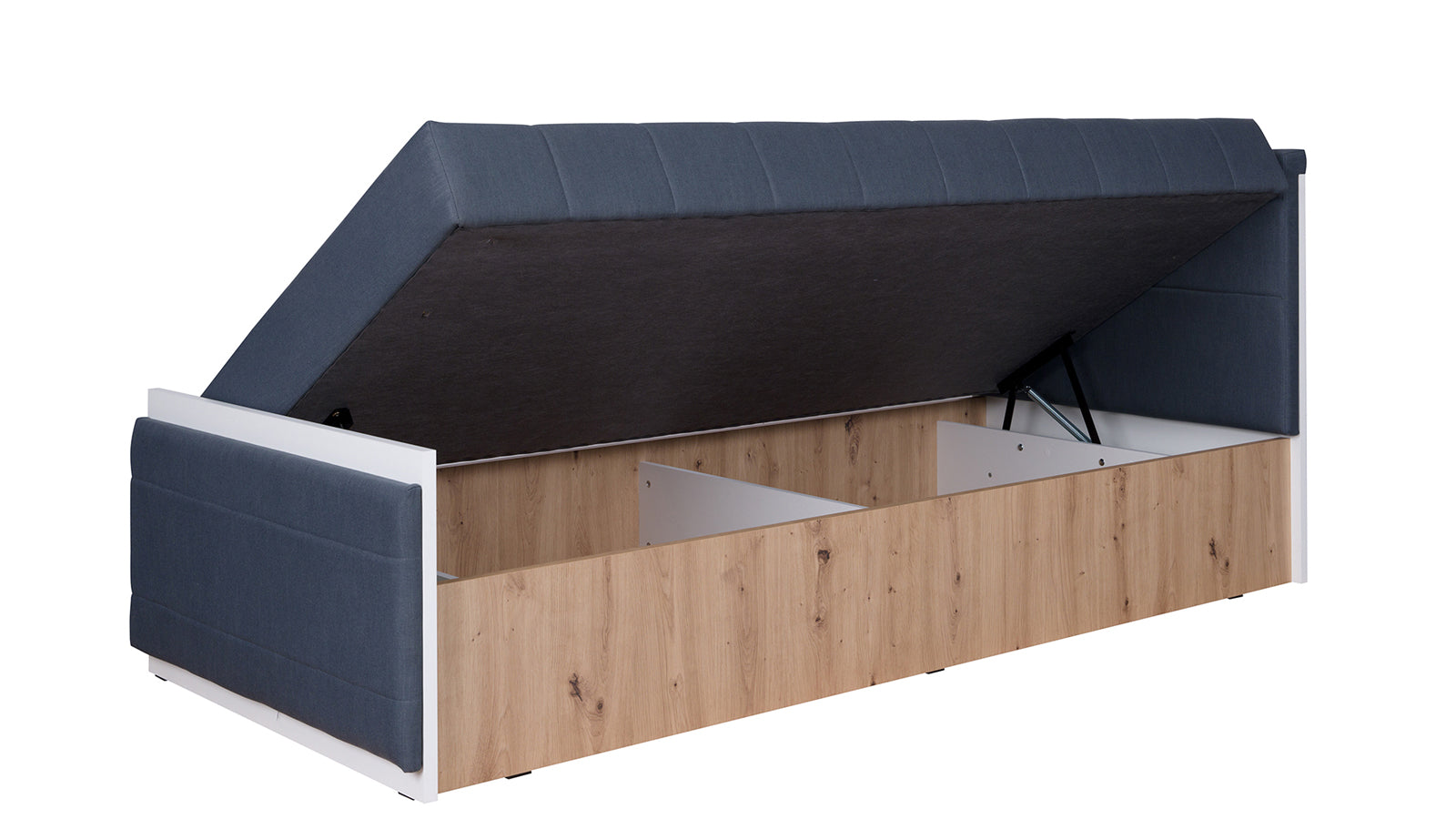 Marinov - Letto singolo con contenitore in legno e tessuto cm 98x213x91h - immagine 2