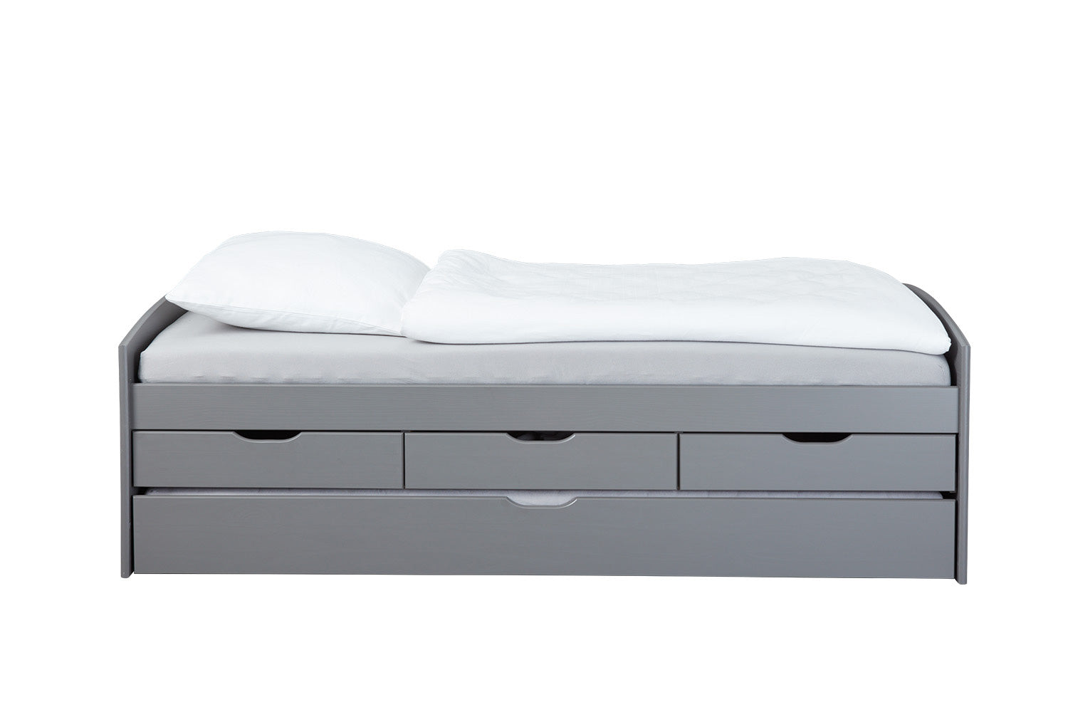Kronos - Letto singolo con cassetti e letto estraibile in legno massello cm 98x205x63h - immagine 2