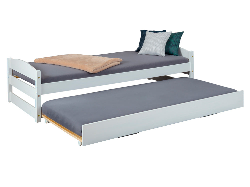 Vindas - Letto singolo in legno bianco con doppio lettino trasformabile in matrimoniale - immagine 2