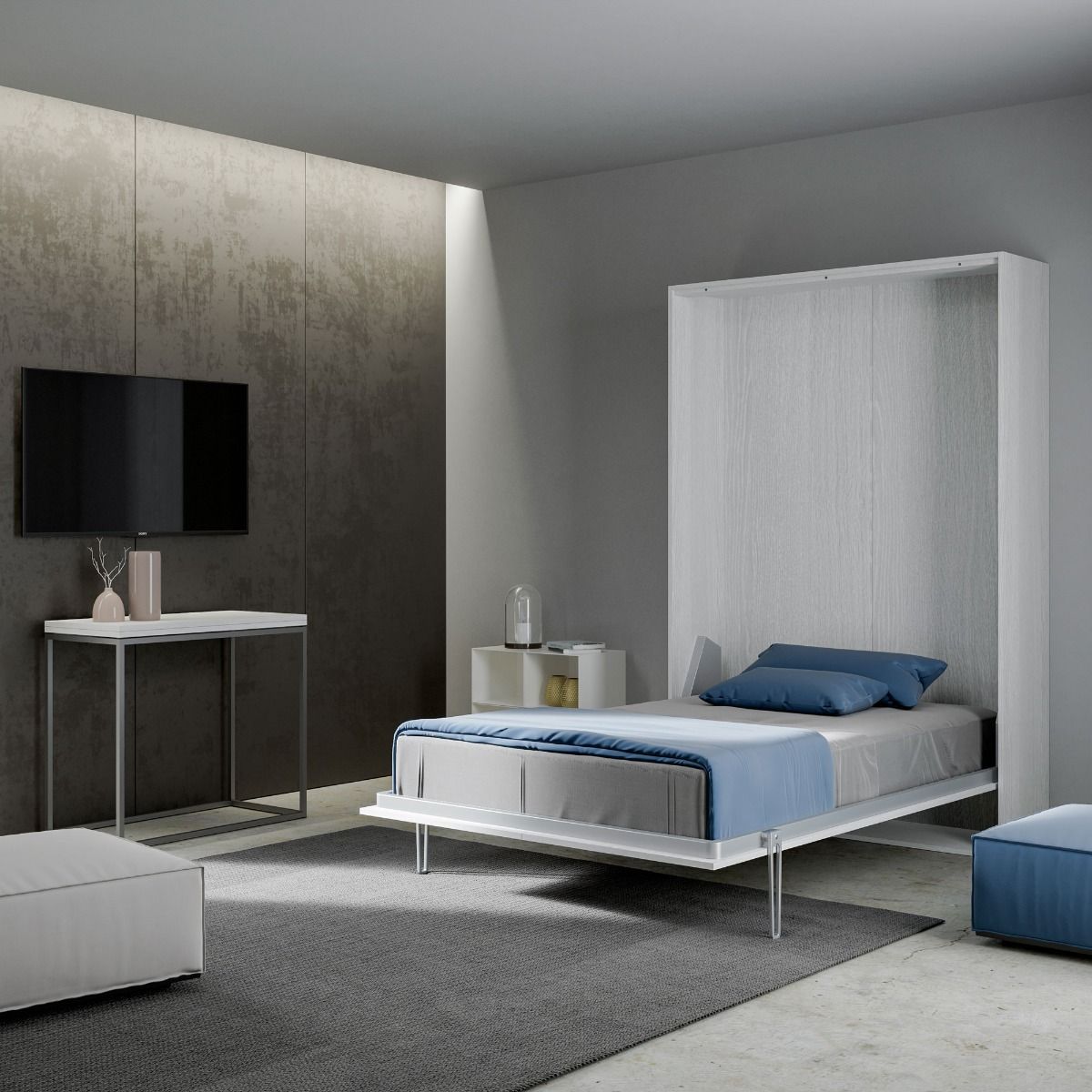 Anacleto - Letto una piazza e mezza a scomparsa in legno - vari colori - immagine 2