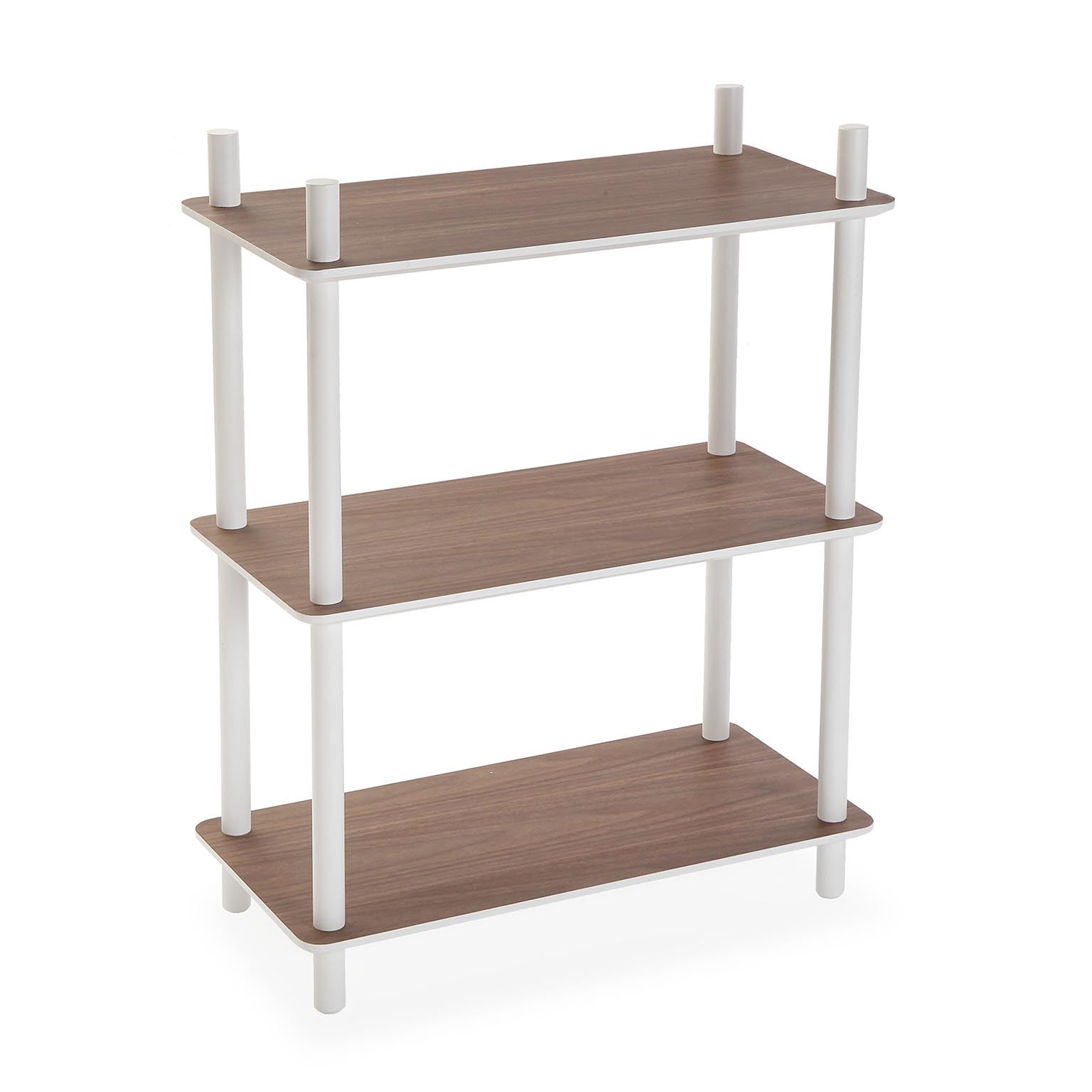 Scaffale libreria moderno in legno e metallo con ripiani cm 39x33x70h