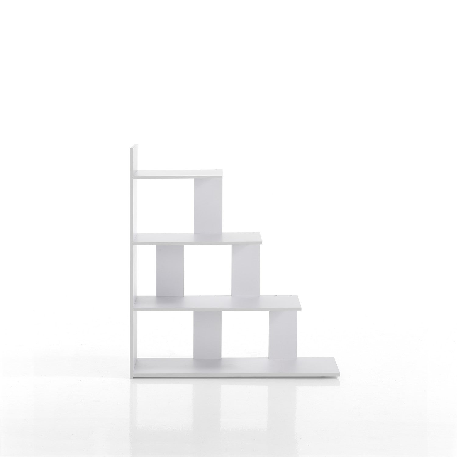 Libreria a scala moderna in legno bianco opaco cm 106x24x117h - immagine 2