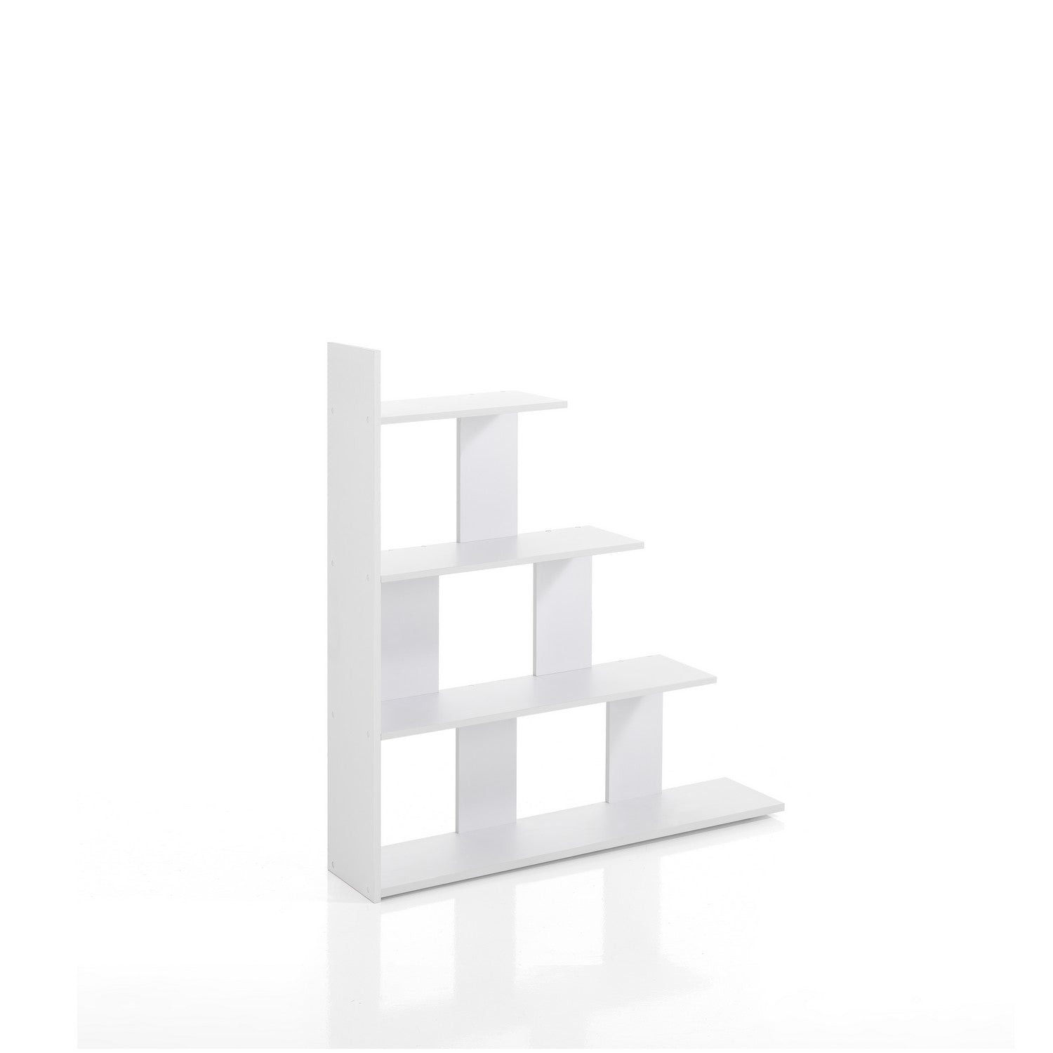 Libreria a scala moderna in legno bianco opaco cm 106x24x117h
