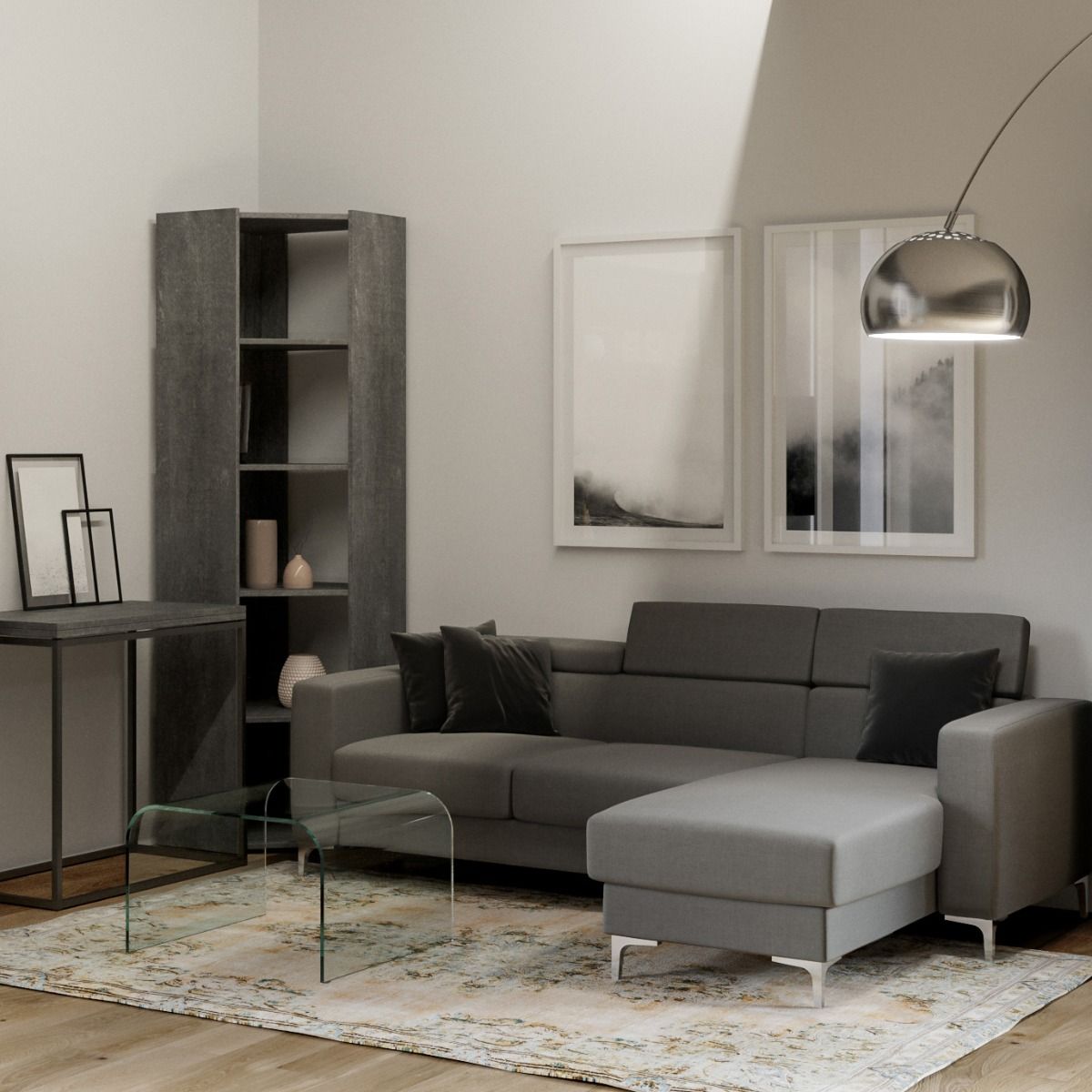 Idelma - Libreria moderna ad angolo in legno 5 ripiani - vari colori - immagine 2