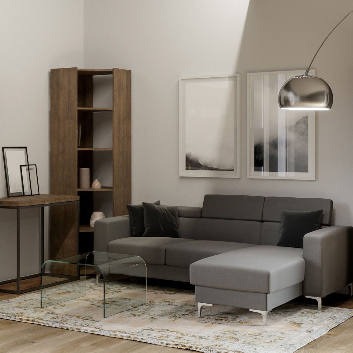 Idelma - Libreria moderna ad angolo in legno 5 ripiani - vari colori