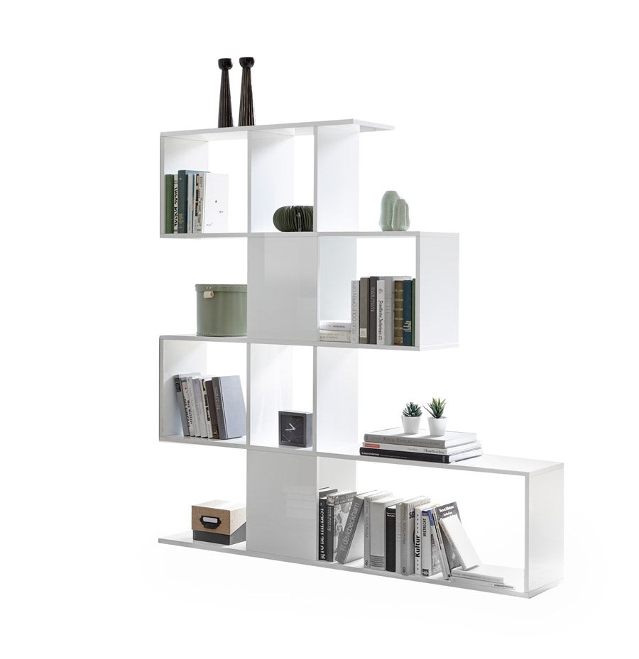 Emola - Libreria bifacciale moderna a scala in legno cm 139x28x147h - vari colori